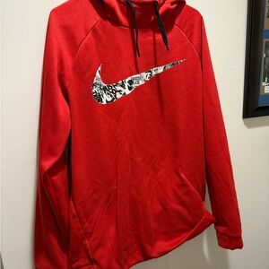 Red Nike Hoodie with Graphic Swoosh